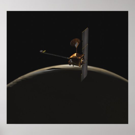 Mars Odyssey ruimteschip boven marszee Poster (Voorkant)