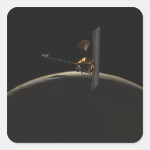 Mars Odyssey ruimteschip boven marszee Vierkante Sticker