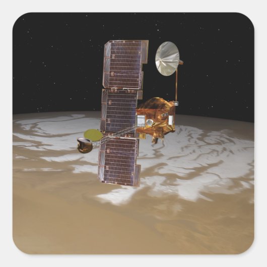 Mars Odyssey ruimtevaartuig Vierkante Sticker (Voorkant)