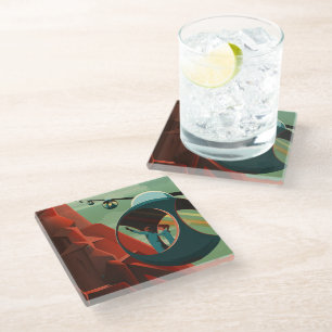 Mars Olympus Mons Hoogste vulkaan zonnestelsel Glazen Onderzetter