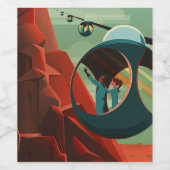 Mars Olympus Mons Hoogste vulkaan zonnestelsel Wijn Etiket (Enkel label)