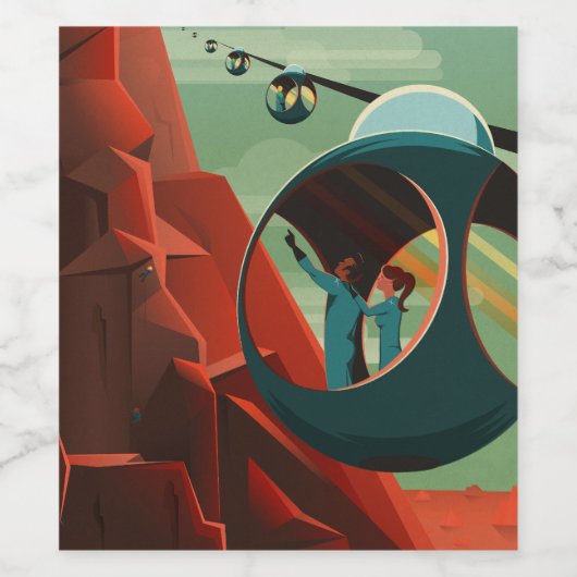 Mars Olympus Mons Hoogste vulkaan zonnestelsel Wijn Etiket (Enkel label)