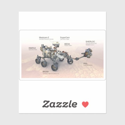 Mars Perseverance Rover met instrumenten Sticker (Vel)