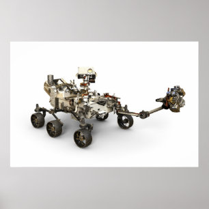 Mars Perseverance Rover op een witte achtergrond. Poster
