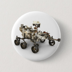 Mars Perseverance Rover op een witte achtergrond. Ronde Button 5,7 Cm