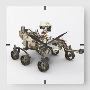 Mars Perseverance Rover op een witte achtergrond. Vierkante Klok