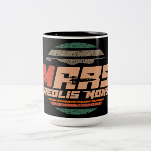 Mars Planet Aeolis Mon Mont scherpe logo Tweekleurige Koffiemok