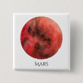Mars Planet Waterverf Square Button (Voorkant)