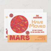 Mars Red Planet Funny Space Theme Adres Bewegen Aankondigingskaart (Voorkant / Achterkant)