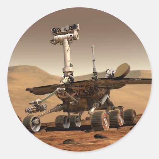 Mars Rover Ronde Sticker (Voorkant)