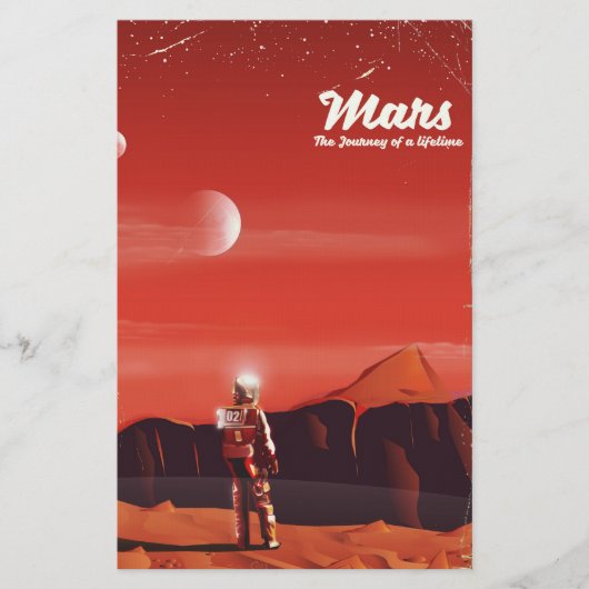 Mars Science fiction vintage poster Briefpapier (Voorkant)