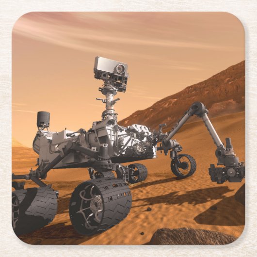 Mars Science Laboratory Curiosity Rover. Vierkante Kartonnen Onderzetter (Voorkant)