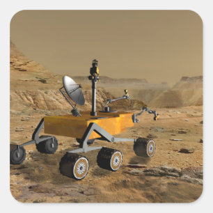Mars Science Laboratory reist nabij een canyon Vierkante Sticker