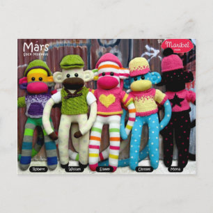 Mars Sock Monkey Post Card - Graffiti Briefkaart
