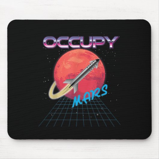 Mars Space Rocket Synthwave Outrun Retro Muismat (Voorkant)