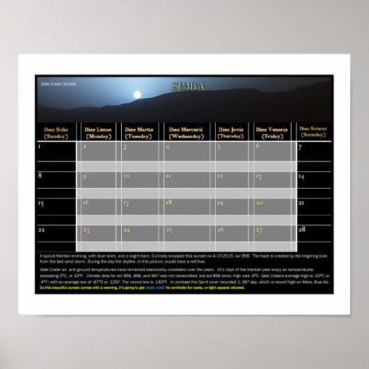 Mar's Sunset: Gale Crater Poster (Voorkant)
