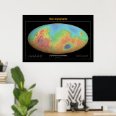 Mars-topografie (Spectrum) Poster (Thuiskantoor)
