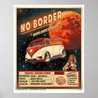 Mars Verhuur Service | Retro Sci-Fi Ruimte Poster