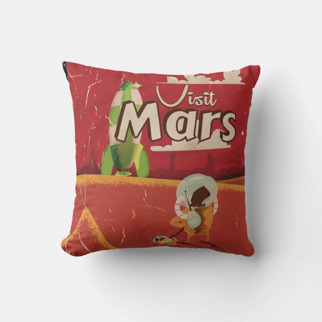 Mars Vintage Reisposter Kussen (Voorkant)