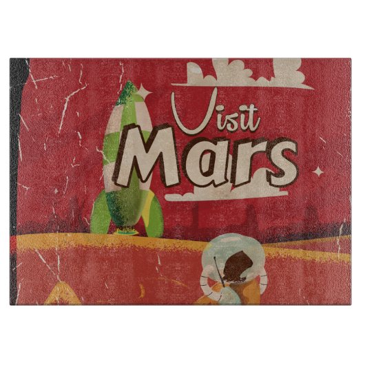 Mars Vintage Reisposter Snijplank (Voorkant)