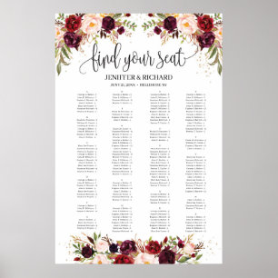 Marsala Alfabetical blush burgundy sediagram Poster