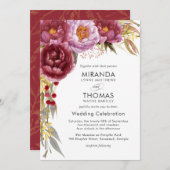 Marsala Aquarelle Faire-part de mariage Floral (Devant / Derrière)