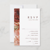 Marsala Automne Floral Navy Menu Choix Carte RSVP (Devant)