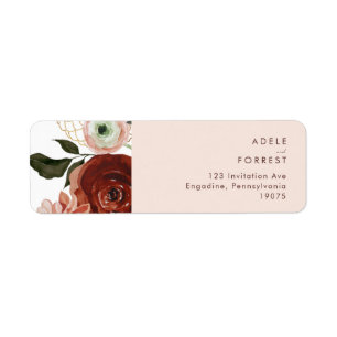 Marsala Autumn Floral Blush Return Address Label