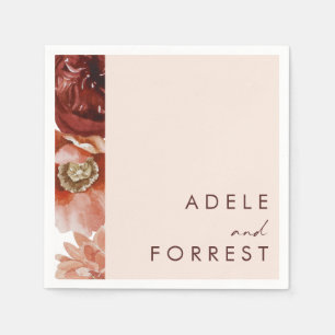Marsala Autumn Floral   Blush Wedding Napkins Servet