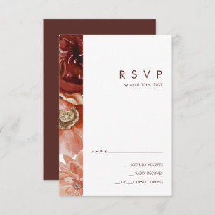 Marsala Autumn Floral   Carte RSVP blanche