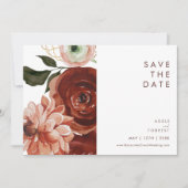 Marsala Autumn Floral | Horizontaal wit Save The Date (Voorkant)