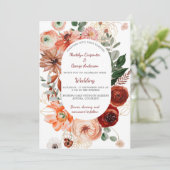 Marsala Autumn Floral Lijst Wedding Kaart (Staand voorkant)