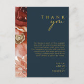 Marsala Autumn Floral | Navy Dankkaart Briefkaart (Voorkant)