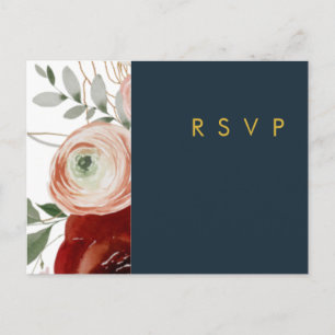 Marsala Autumn Floral RSVP-Briefkaart op marinev Briefkaart