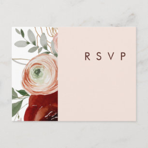 Marsala Autumn Floral RSVP met bruidbruidend huw Briefkaart