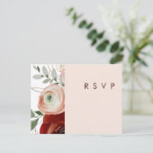 Marsala Autumn Floral | RSVP met bruidbruidend huw Briefkaart (Staand voorkant)