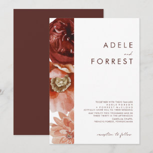 Marsala Autumn Floral Uitnodiging tot weddenscha