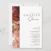 Marsala Autumn Floral | White Couples Shower Kaart (Voorkant)