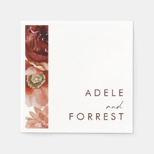 Marsala Autumn Floral   Witte bruiloft Napkins Servet