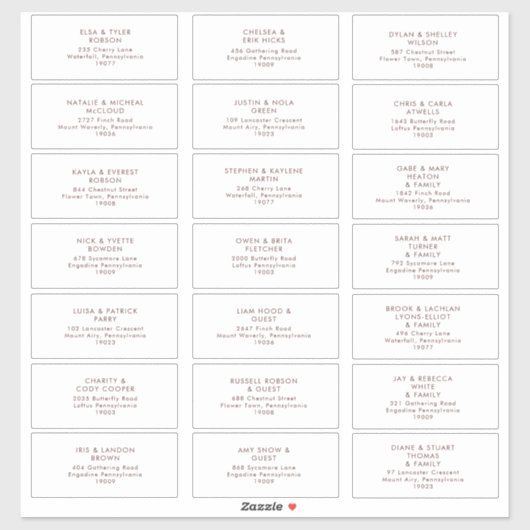 Marsala Autumn Floral | Witte gastAdresetiketten Sticker (Vel)