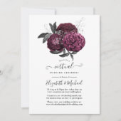 Marsala, Black en Silver Floral Virtual Wedding Kaart (Voorkant)