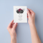 Marsala, Black en Silver Floral Wedding Flyer (Hand)