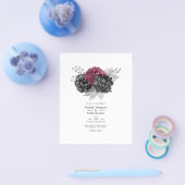 Marsala, Black en Silver Floral Wedding Flyer (Enkel)