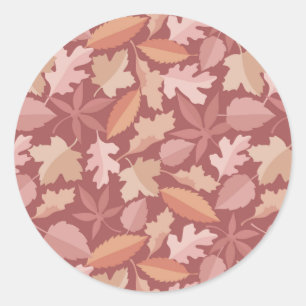Marsala bladerenpatroon ronde sticker