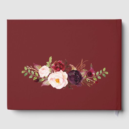 Marsala Bloemrijke Herfst Bruiloft Feest Gastboek Gastenboek (Achterkant)
