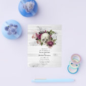 Marsala Bloemrijke Schedel Halloween Gotische Brui Flyer (Enkel)