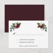 Marsala Bloemrijke Winter Huwelijk RSVP Kaart (Voorkant / Achterkant)