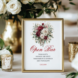 Marsala Blush Burgundy Open Bar 8x10 Bord Poster
