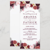 Marsala Blush Burgundy Peony Mariage Cartes de men (Devant / Derrière)