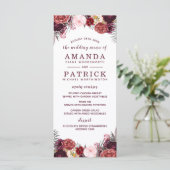 Marsala Blush Burgundy Peony Mariage Cartes de men (Debout devant)